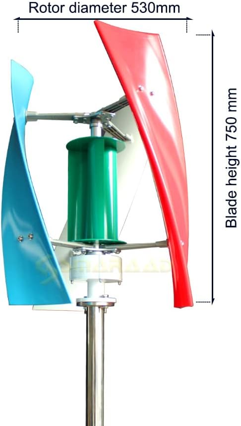 Wind Turbine, Energy Wind 600W 800W 1000W Vertical Permanent Magnetic Levitation 12v 24V with MPPT Controller(MPPT Controlle,White_12V)