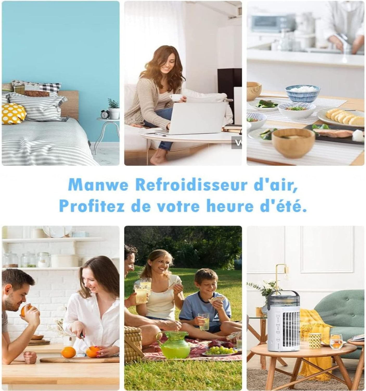 Portable Air Conditioner Cooler, Usb Fan 3 In 1, Seven-color Led Light 3-speed Adjustment, Bedroom Office Use, Mini Dehumidifier Purifier