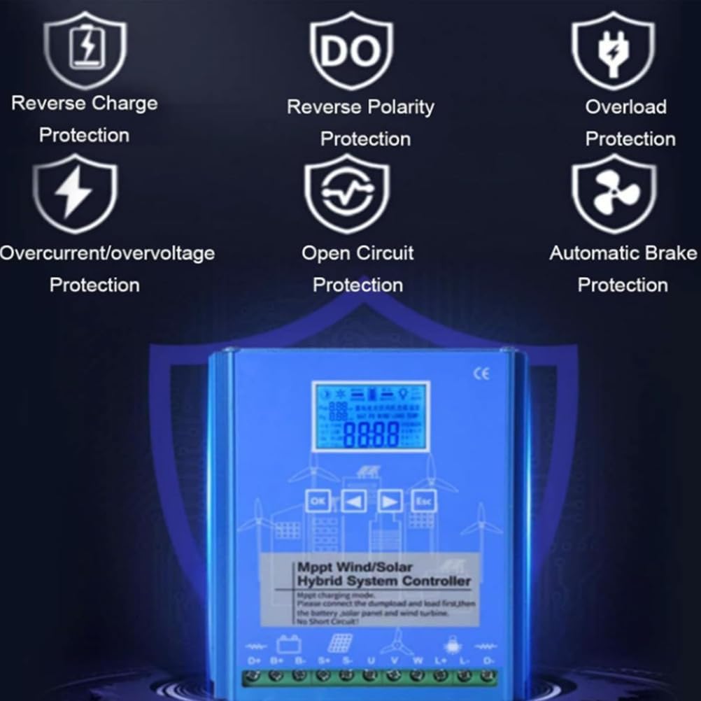 6000W Wind Solar Hybrid Controller, 12V/24V/48V LCD Display Multifunctional Wind Solar Controller,3000W Wind Turbine and 3000W Solar Hybrid MPPT Charge ,48V,220v