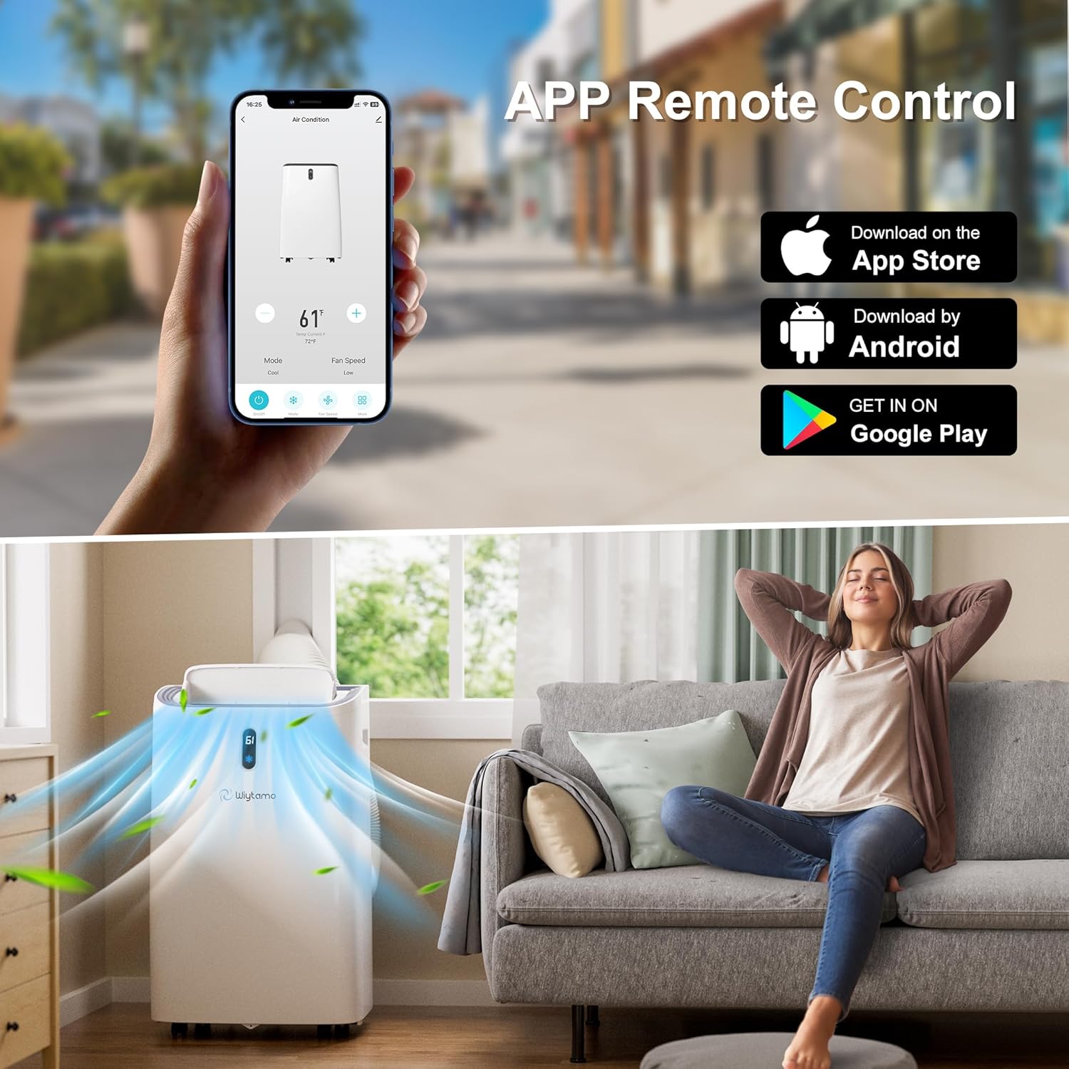 Portable Air Conditioners 14,000 BTU, Cool, Heat, Dehumidifier & Fan 4 in 1 Portable AC Unit, Room Air Conditioners Portable Up to 700 Sq.Ft, with WiFi & Remote/24 Hrs Timer/Auto Swing Fans