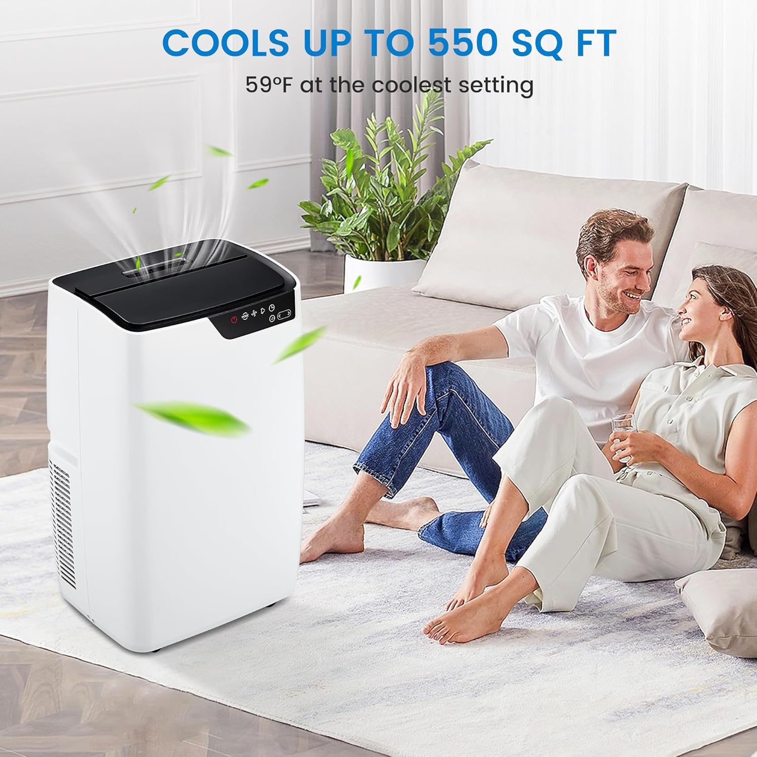 12,000 BTU Portable Air Conditioner, 3-In-1 AC Unit with Built-In Dehumidifier, Compact Standing Air Conditioner for Room Up to 550 Sq. Ft. with Remote and Window Kit, White