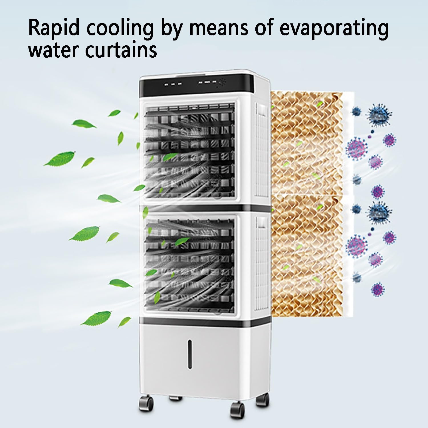 Portable Air Conditioners,Evaporative Air Cooler, Swamp Cooler with 14L Tank, Remote, Oscillation Cooling Fan with 3 Speeds, 12H Timer, Tower Fan for Room Office Garage Indoor Outdoor Use(126cm(49.6in