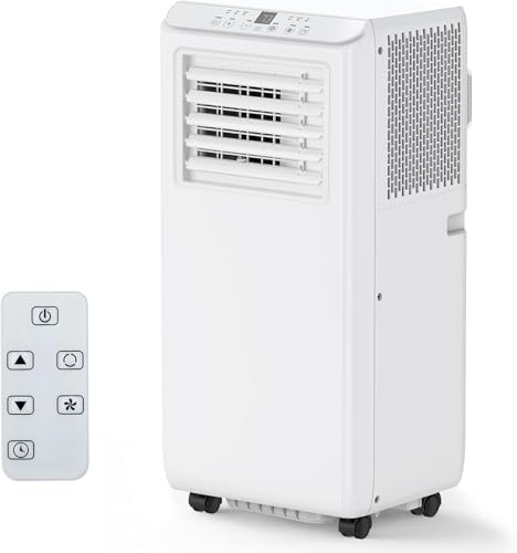 Portable Air Conditioner - 10,000 BTU, 3-in-1 Functionality (Cool, Dry, Fan), Quiet Operation, LED Touch & Remote Control, Cools Rooms Up to 450 Sq.Ft, White