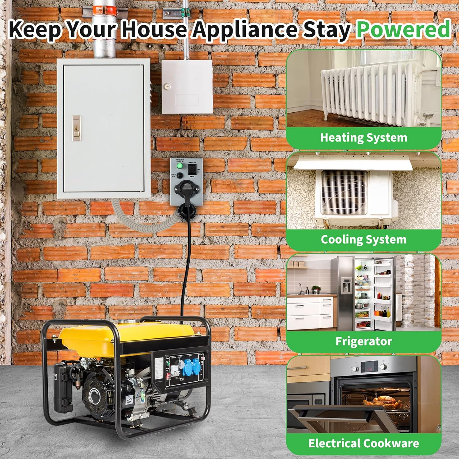 BOYISEN Generator Power Combo: 15A Transfer Switch & 50A Inlet Box with 15FT Cord for Home Backup & RV