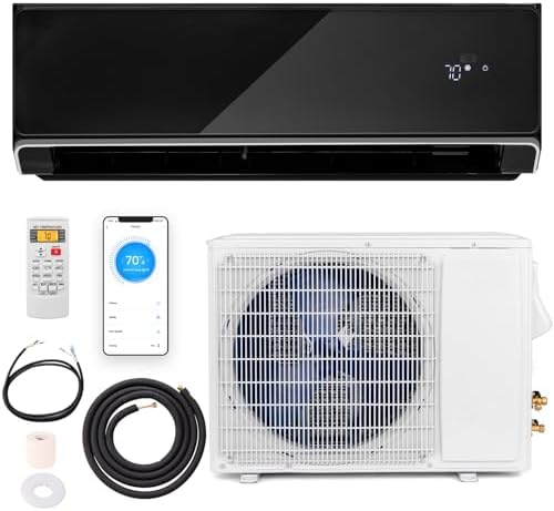 RELAX4LIFE Wifi Enabled Mini Split AC/Heating System, 12000BTU Ductless Air Conditioner & Heater w/Heat Pump, Remote, Cools up to 750 Sq.Ft, Installation Kit, 22 SEER2 208-230V Inverter Split AC Unit