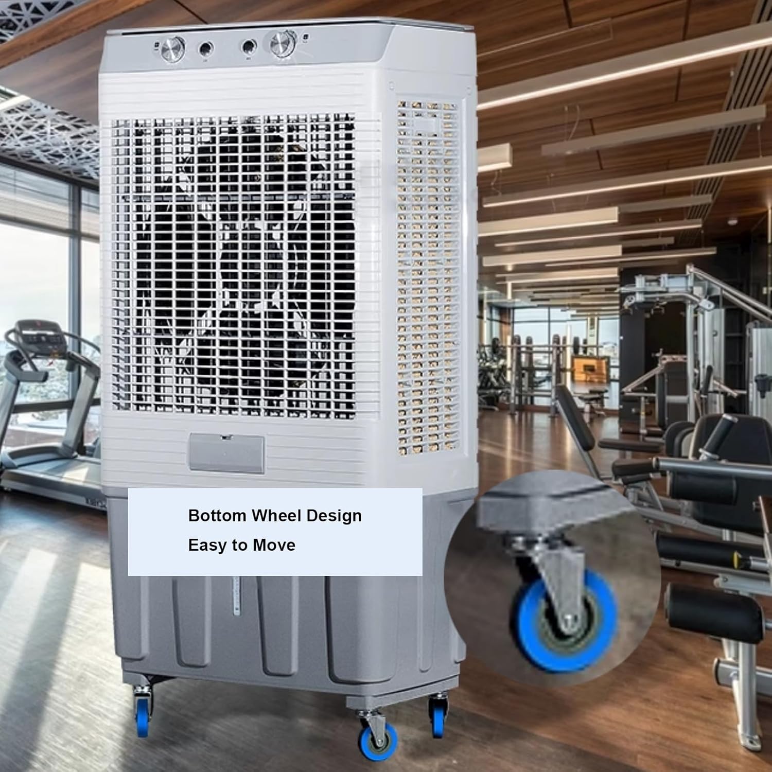 Evaporative Air Cooler, 3-in-1 Portable Air Conditioner, 21 Gal Swamp Cooler with 120° Oscillation, 4 Ice Pack, 3 Speeds Cooling Fan for Supermarket, Factory Floor