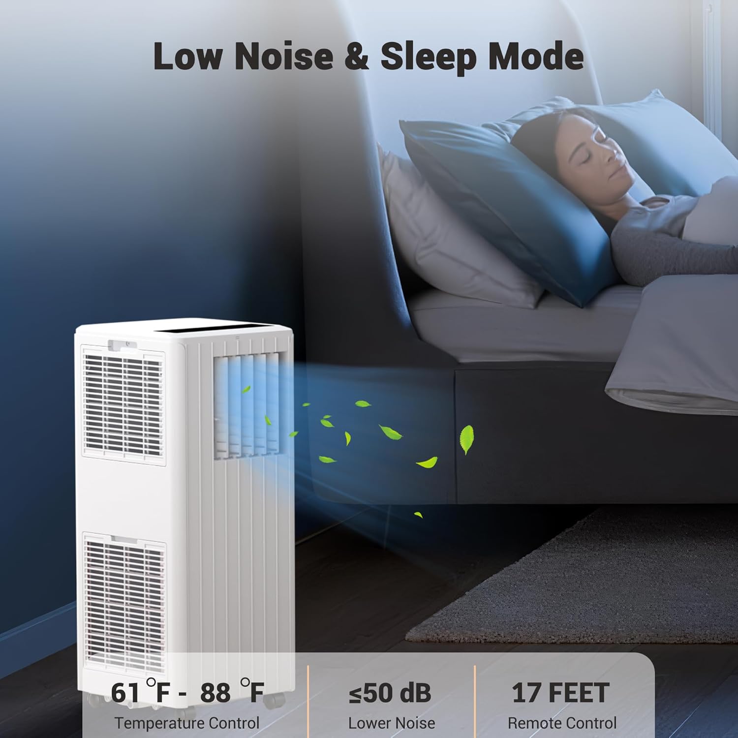 8,000 BTU Portable Air Conditioner, 3-In-1 Portable AC Unit with Fan, Cool & Dehumidify Modes, Standing Air Conditioner Cool Up to 350 Sq.Ft, Remote Control, Air Conditioning for Home, Office