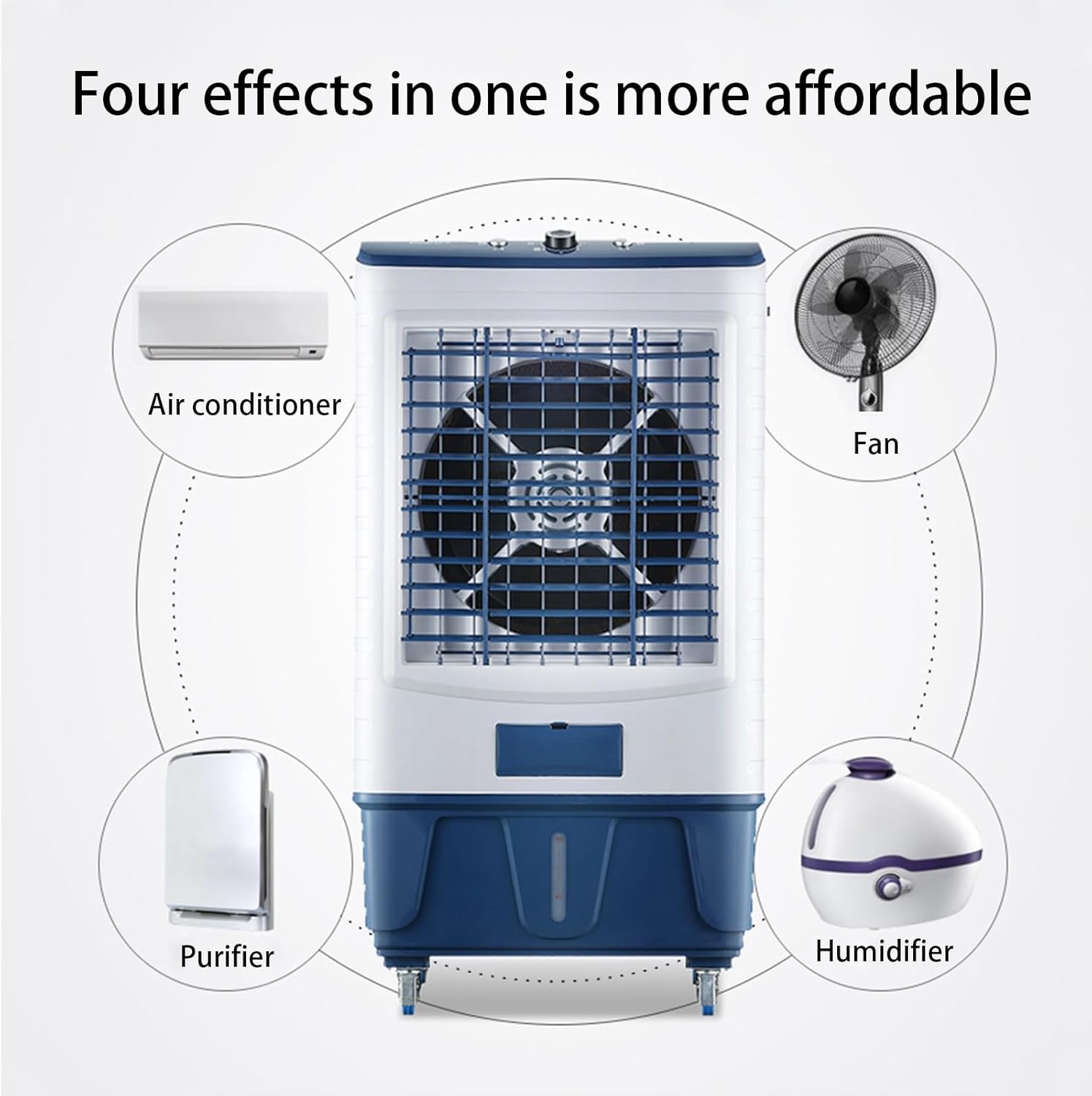 Portable Air Conditioners, Evaporative Air Cooler with 3 Speeds and 4 Wheels, 3-in-1 Swamp Cooler for Home Office Outdoors