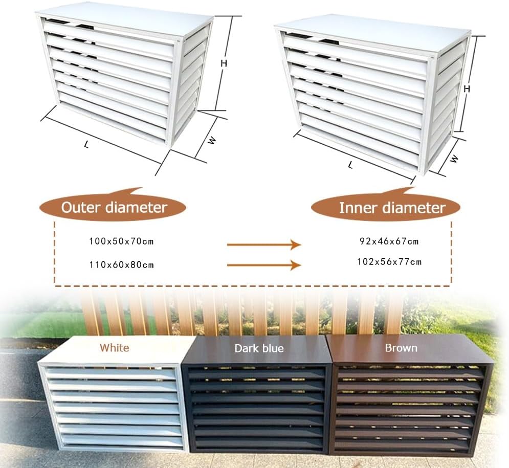 Aluminum Air Conditioner And Heat Pump Cover Hide Air Conditioner Cover For Outside Units Privacy Fence Screens Plant Storage Shelf Shutters Flower Rack Noise Reduction (Color : Br