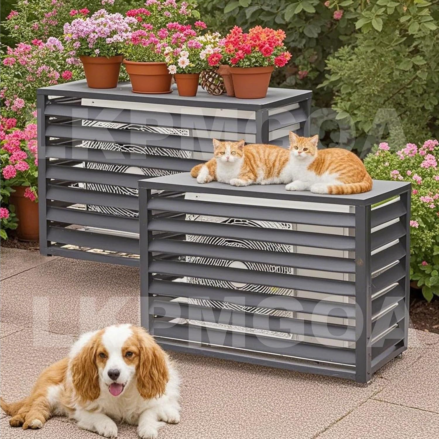 Air Conditioner Cover for Outside Unit, Aluminum Air Conditioner Cover, for Outdoor Privacy, Noise Reduction, Theft Prevention(Gray,110cm)