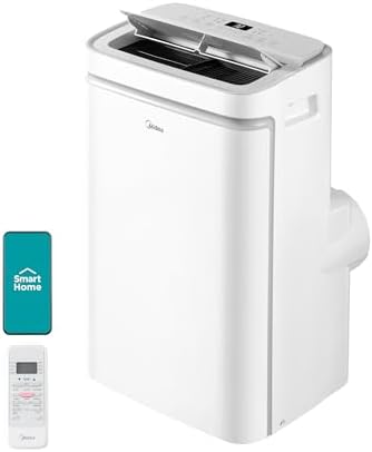 Midea 12,000 BTU ASHRAE (8,000 BTU SACC) Portable Air Conditioner, Cools up to 350 Sq.Ft., with Dehumidifier & Fan mode, Control with Remote, Amazon Alexa & Google Assistant, Easy-to-use and Install