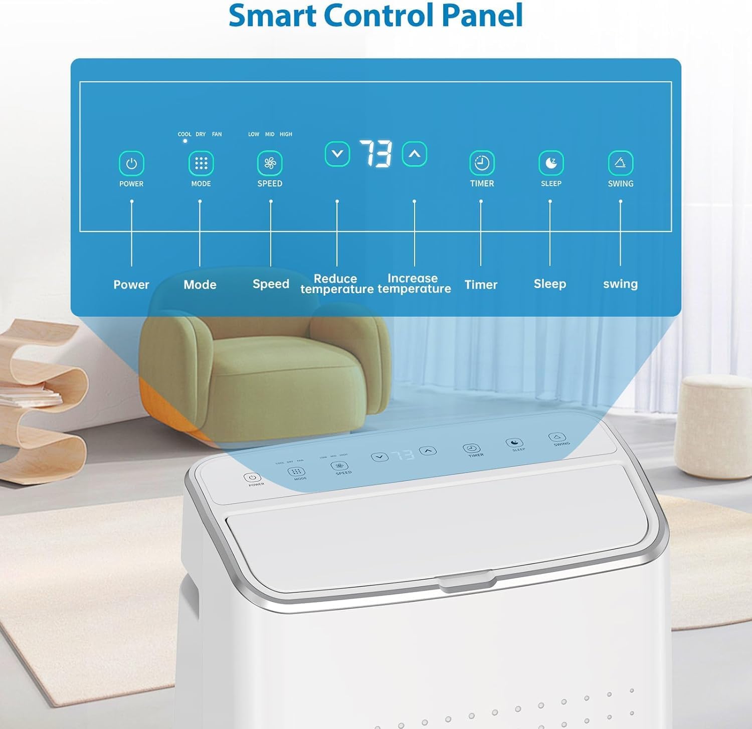 15000 Btus Portable Air Conditioner, 3-in-1 Portable AC Unit with Remote Control, Cooling Up to 850 Sq. Ft, Portable Air Conditioners for Home Garage Office, Complete Window Mount Exhaust Kit