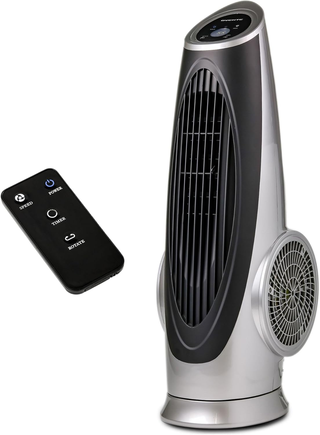 OVENTE Oscillating Tower Fan with Remote Control, 3-Speed LCD Panel & 8H Timer, 30.5