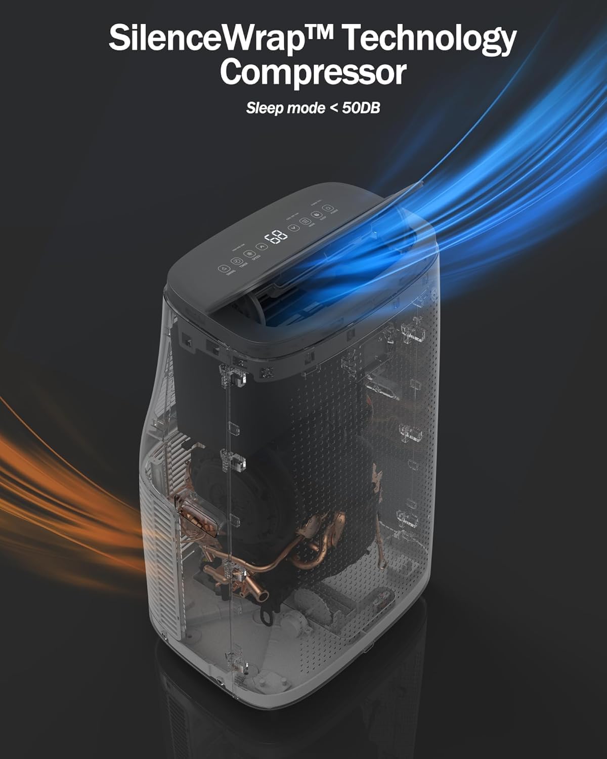 14000 BTUs Portable Air Conditioner, Floor Standing AC Units with Remote Control, Dehumidifier & Fan Mode, Sleep Mode, 24H Timer, LED Display, Cool Rooms up to 350 Sq. Ft