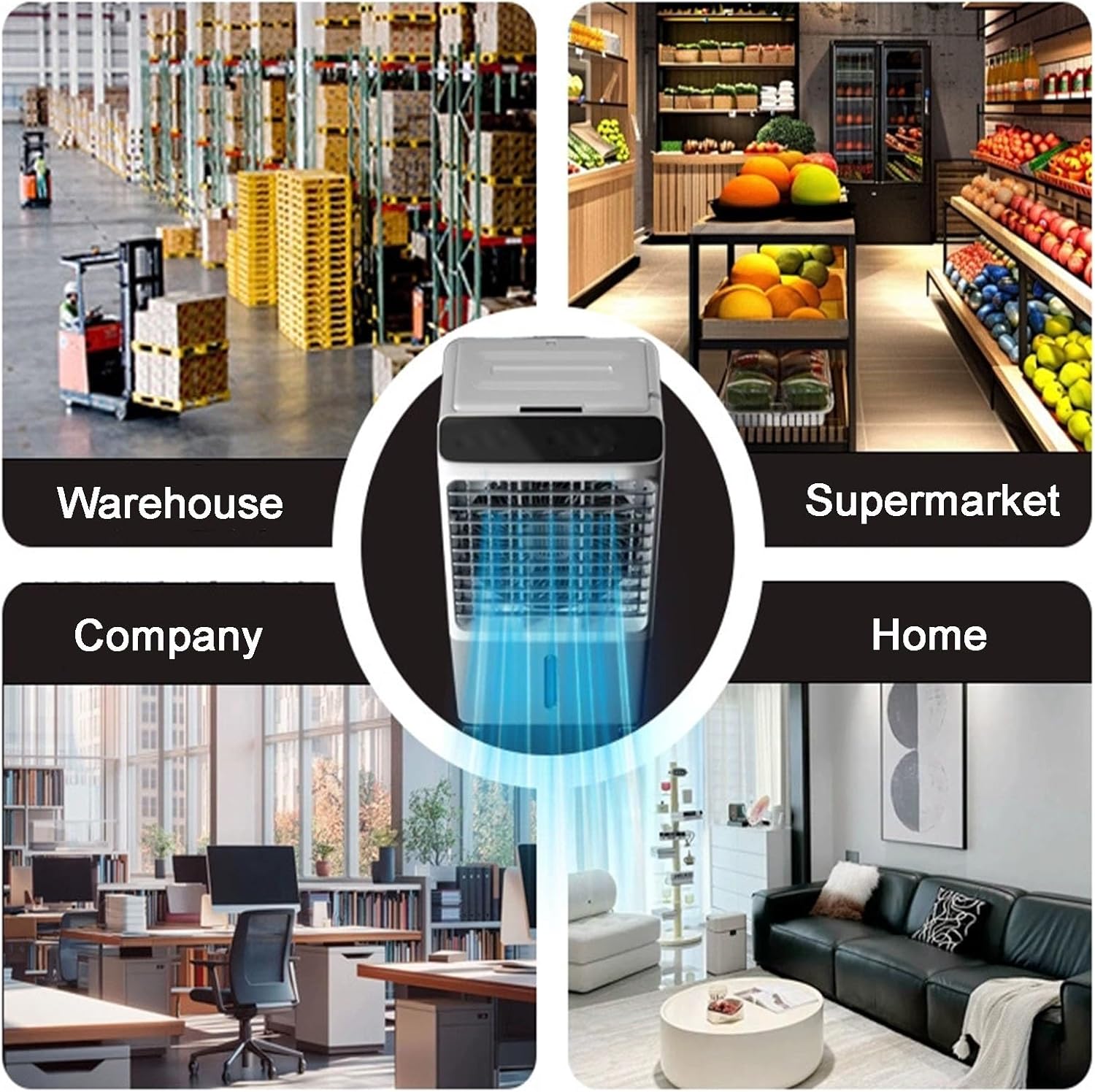 Evaporative Cooler, Knob Type Swamp Cooler, Portable Air Conditioners with 4 Ice Crystals, 3 Speed, 120° Oscillation for Room, Patio, Garage(78cm/31in)