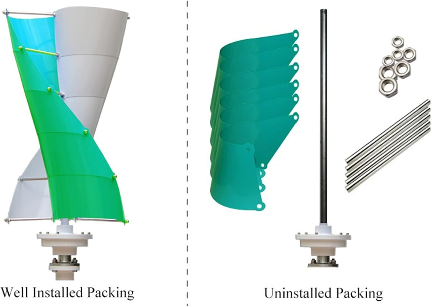 10000W Low Noise Vertical Axis Wind Turbine, 2 Blades 12V/24V 48V 220V Generator Windmill Generate Turbin Complete Set for Home,48v