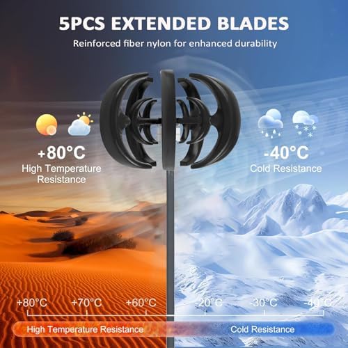 10000W Vertical Wind Turbine Generator Kit - 5 Blade 12V/24V Windmill with Controller for Eco-Friendly Home & Street Lighting, Renewable Energy Solution, Blue, Efficient Power Generation