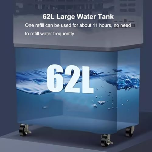 Portable Swamp Coolers, Evaporative Air Cooler, 90° Swing, 62L Large Capacity Water Tank, 3 Wind Speeds, Portable Air Conditioners Air Cooler for Outdoor Indoor Use