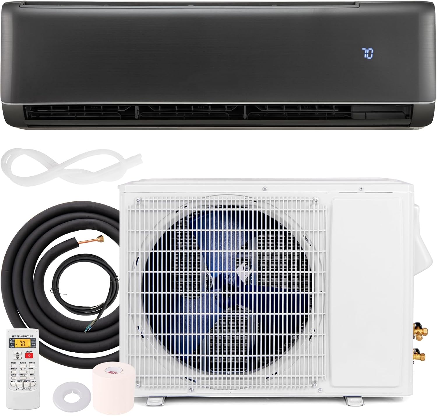 KOTEK 12000 BTU Mini Split AC/Heating System, 21 SEER2 Split-System Air Conditioner & Heater with Inverter Compressor, Cools Rooms up to 750 Sq.Ft, 208-230V (12000 BTU, 21 SEER2)