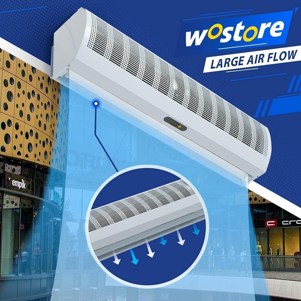 Wostore 36 Inch Remote control Air Curtain Super Power 2 Speeds Adjustable Commercial Indoor Household with Magnetic Door Switch, Lightweight,CE Certified,Easy Installation,110V/120V