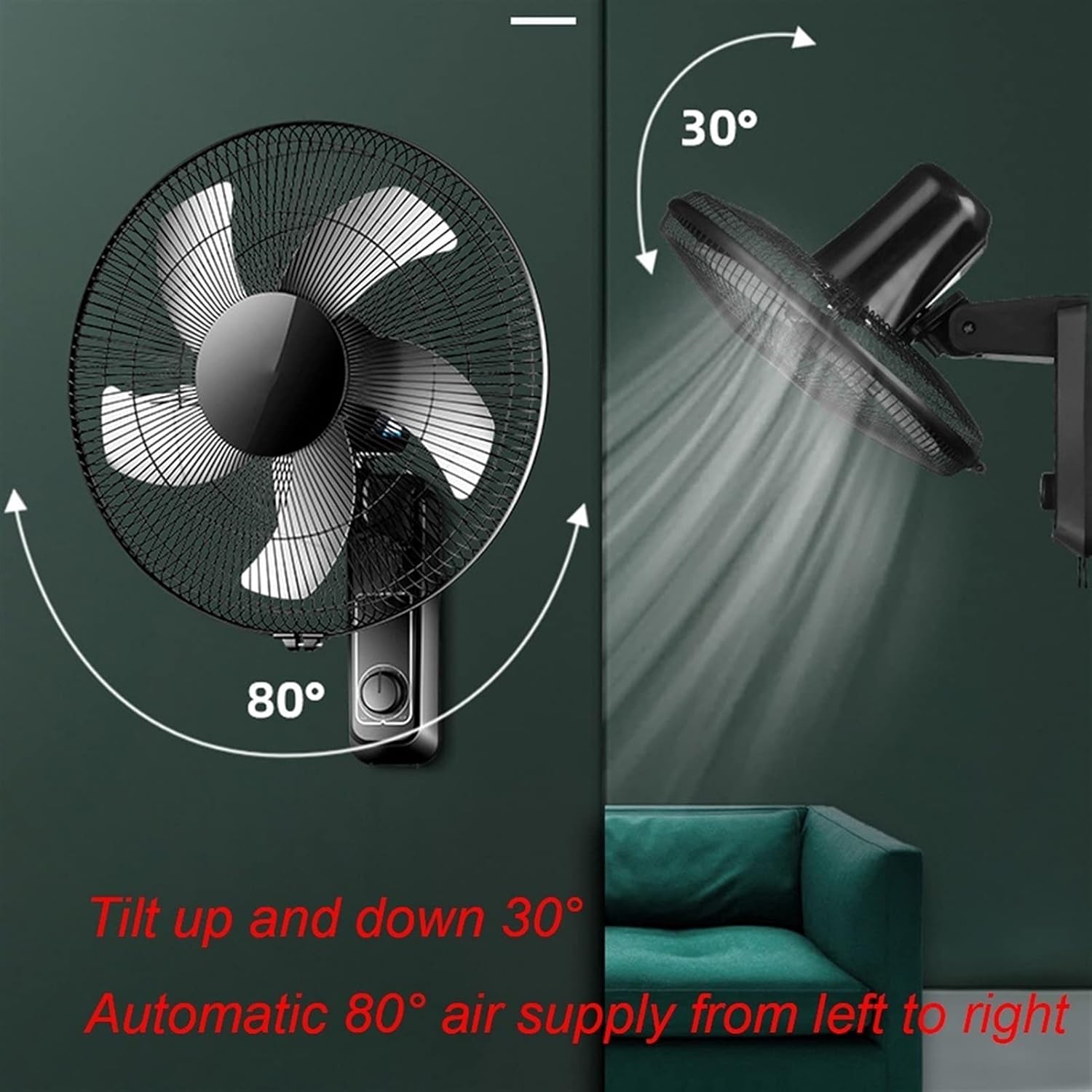Wall Fan,16 Inch/18 Inch,3 Speed Settings Quiet Operation Wall Mounted Fan,Adjustable Angle,Timer & Remote Control Air Cool Fan for Living Room Motorhome Bedroom
