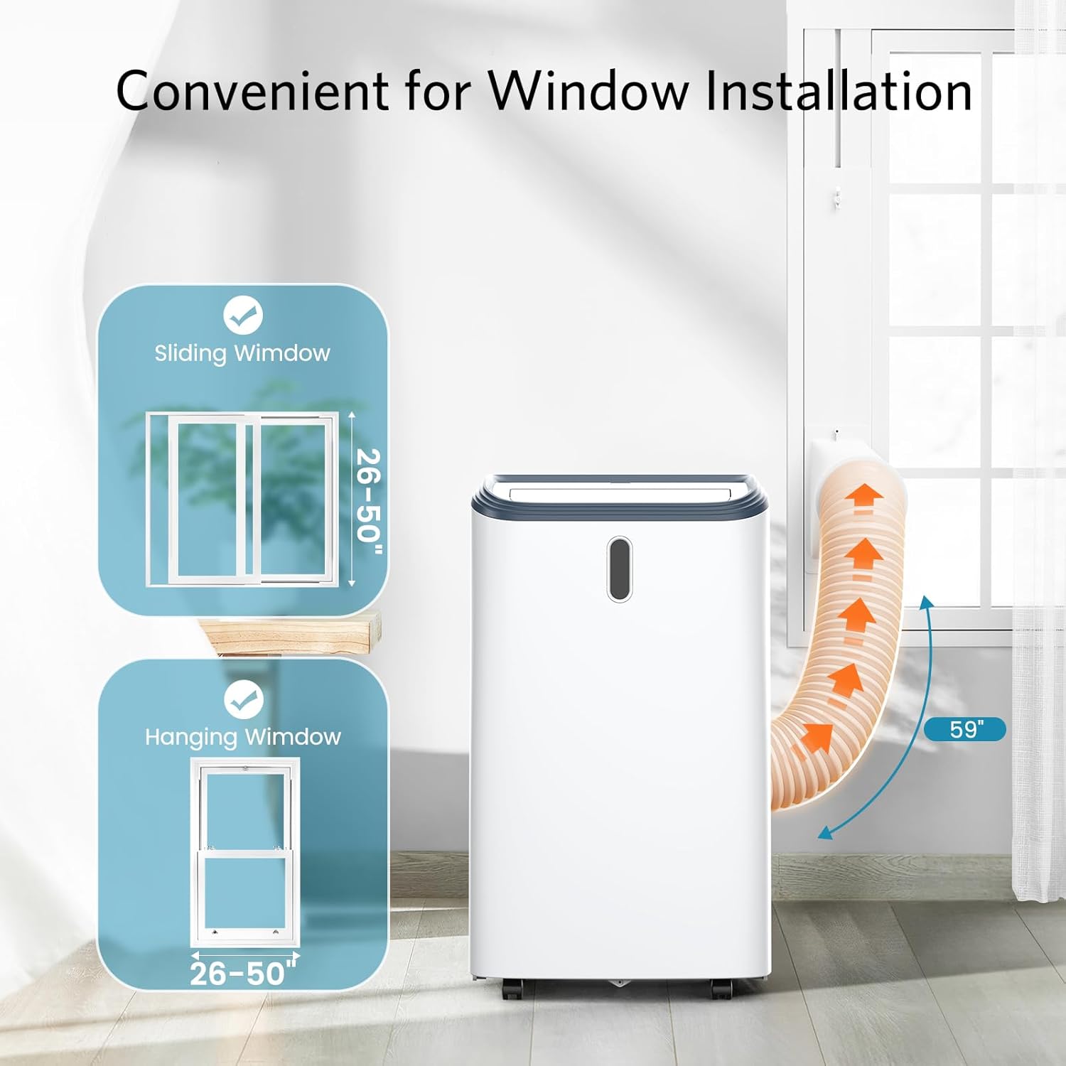 14000 BTU Portable Air Conditioners, Portable AC Unit for Room Cools up to 700 sq.ft, 3-in-1 Free Standing Cooling AC Unit with Fan & Dehumidifier, Sleep Mode,24H Timer, Automatic Louver