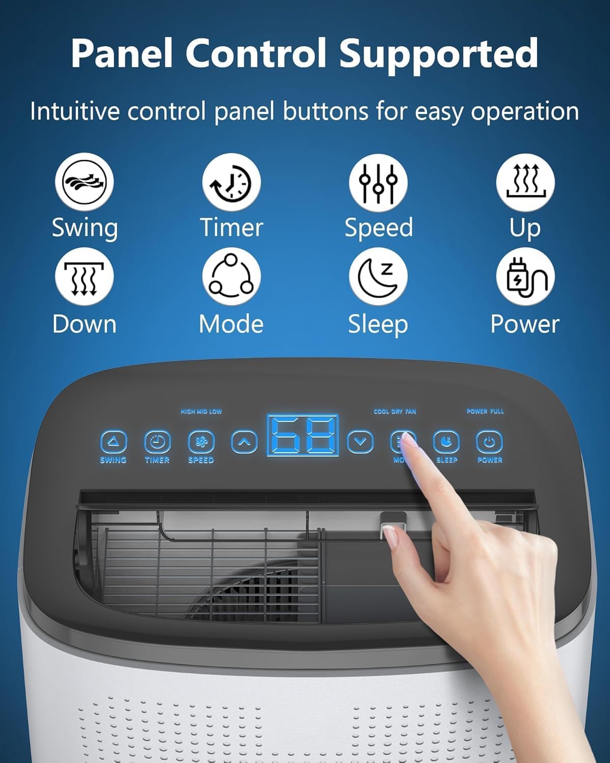 14000 BTU Portable Air Conditioner - 3-in-1 Cooling, Fan & Dehumidifier for Rooms up to 700 Sq.Ft, Remote Control with Smart/Sleep Modes, 3 Speeds, Auto Swing & 24H Timer