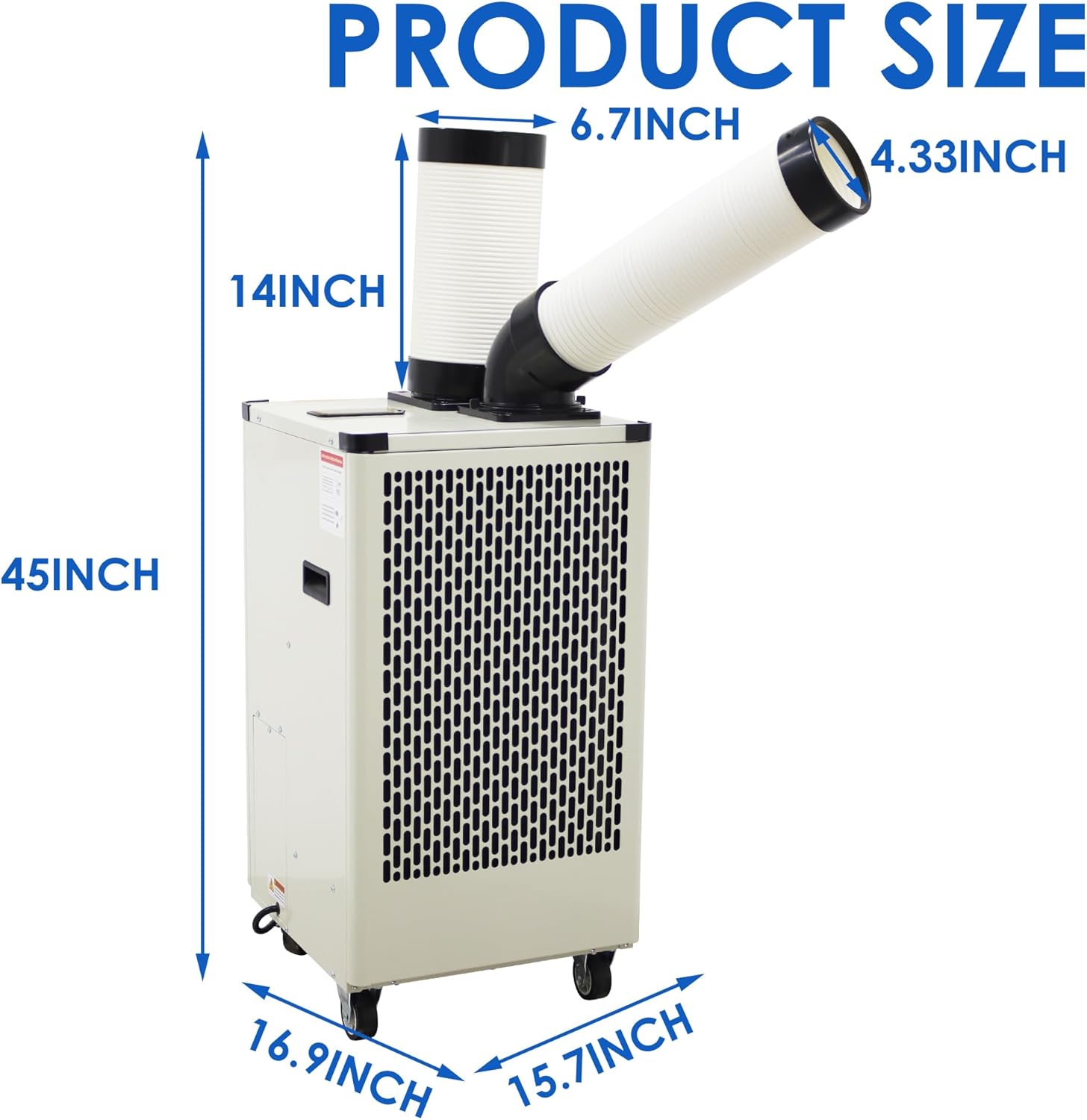 Portable Air Conditioner 9180 BTU Industrial Spot Cooler Air Conditioner 350-450m³/h Mobile Outdoor Indoor Cooling Aircon Louver Type 110V 1000W