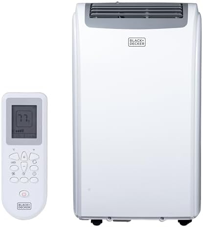 BLACK+DECKER 12,000 BTU Portable Air Conditioner, 3-in-1 AC, Dehumidifier and Fan, Portable AC Unit with Remote Control, Auto Evaporation, 3 Speeds, Window Kit Included, White, BPP08WTB