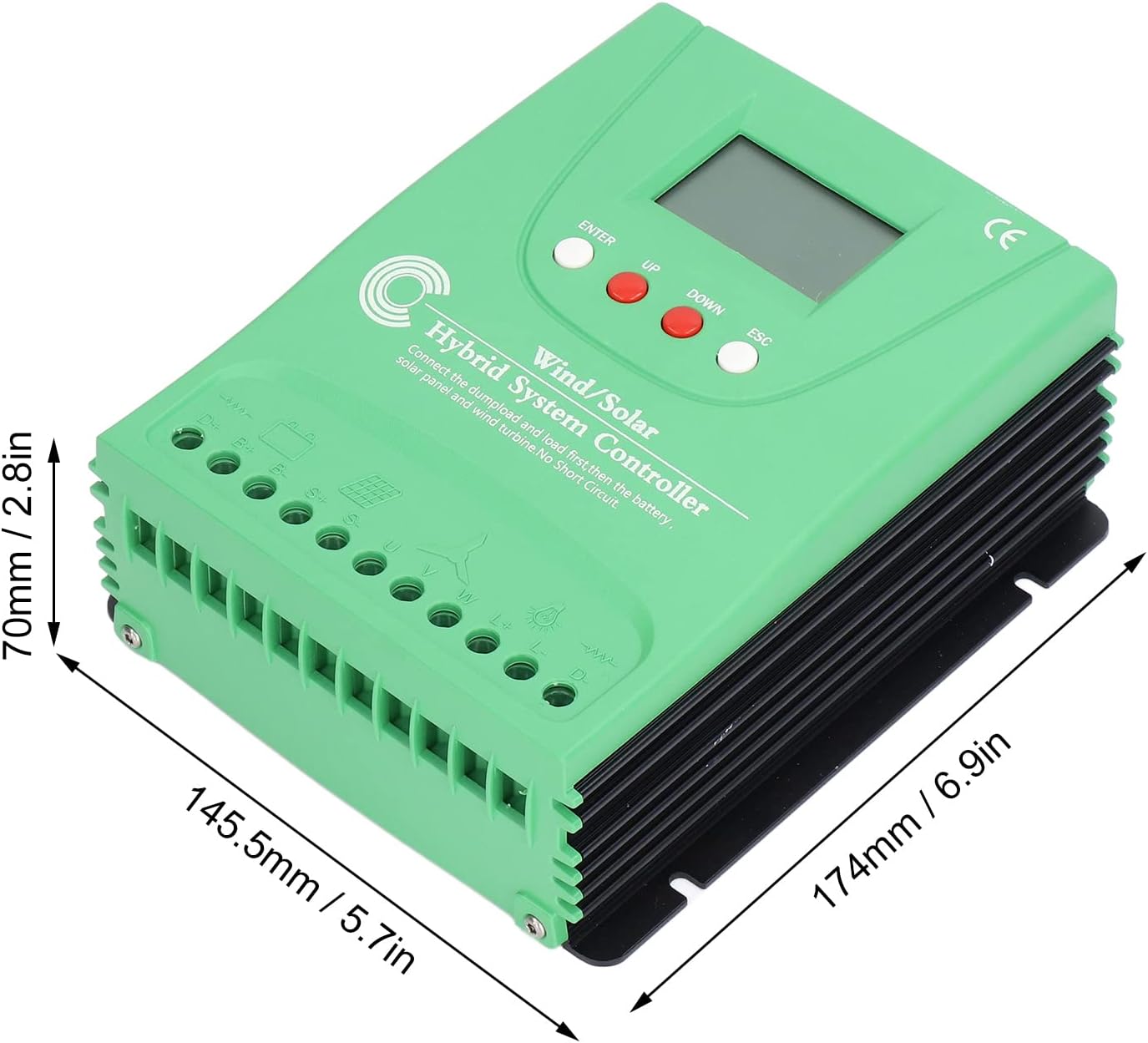 Wind Solar Hybrid Charge Controller, 24V 48V MPPT Boost Charge Regulator with LCD Display and Dump Load, for Off Grid Wind Solar Hybrid Systems (GPI48280)