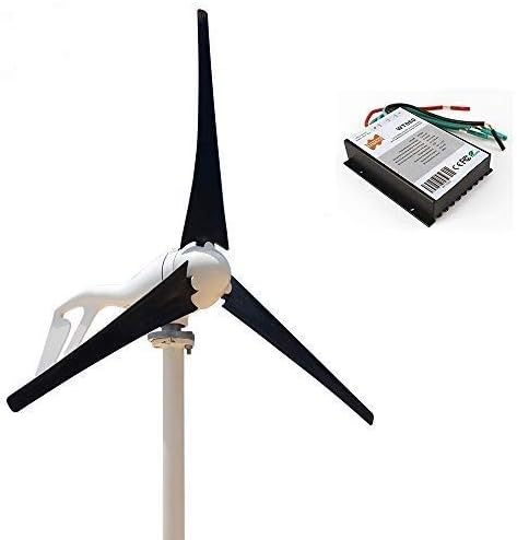 Light and Powerful Small Three Colors 3 Blade 400W Wind Turbine Generator Kit AC 12V/24V with Windmill Generator Controller for Home Use (12V-Black)