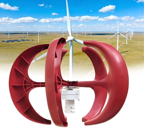 Vertical Axis Wind Turbine Kit - 5 Blades Lantern Motor Generator, 48V Power for Communication Base Stations & Garden Lighting, Efficient at 2M/S Wind Speed