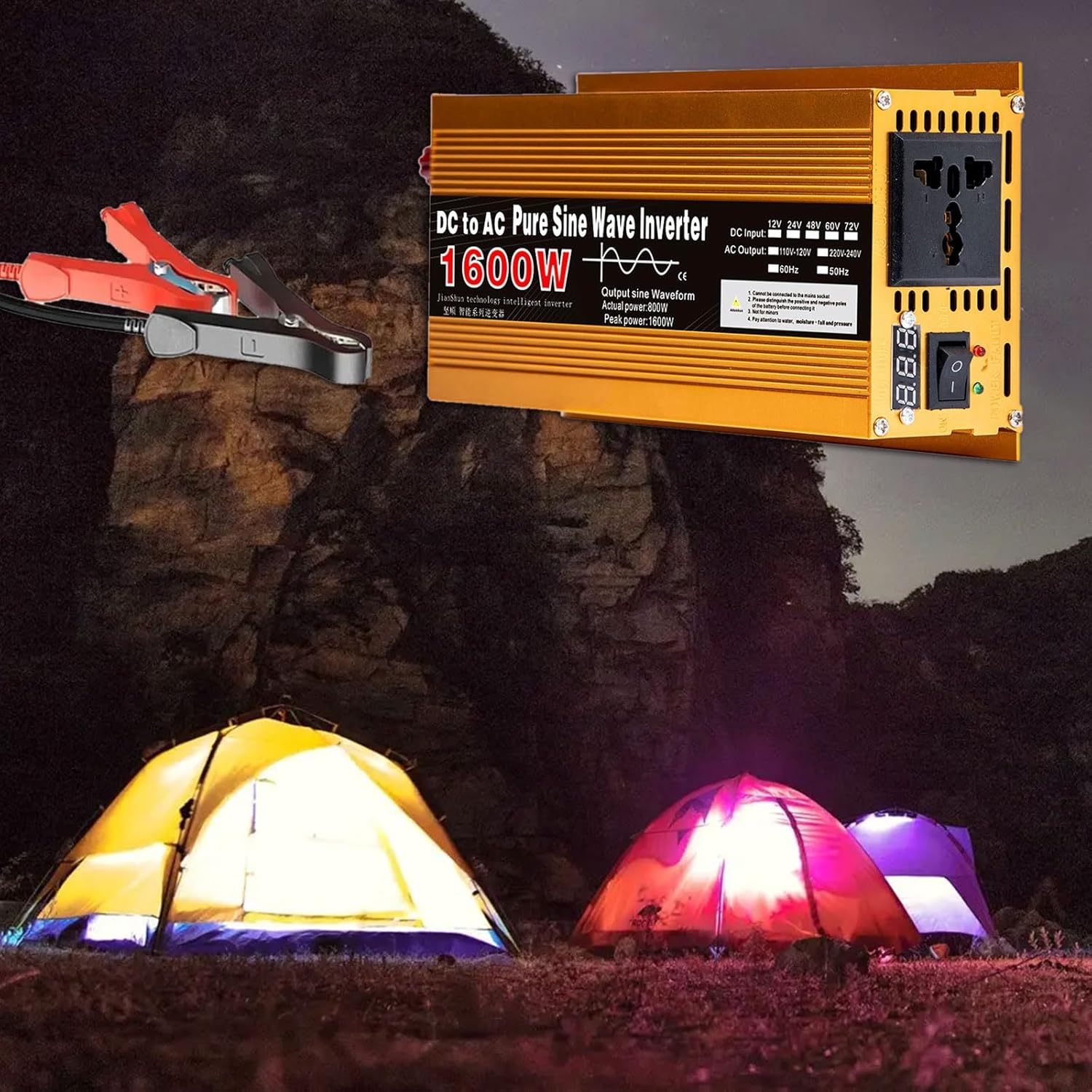 Multifunction 12V To 1600W ABS Sine Waving Inverters & Stationary Solar Power Inverters For Homes Office & Field Work