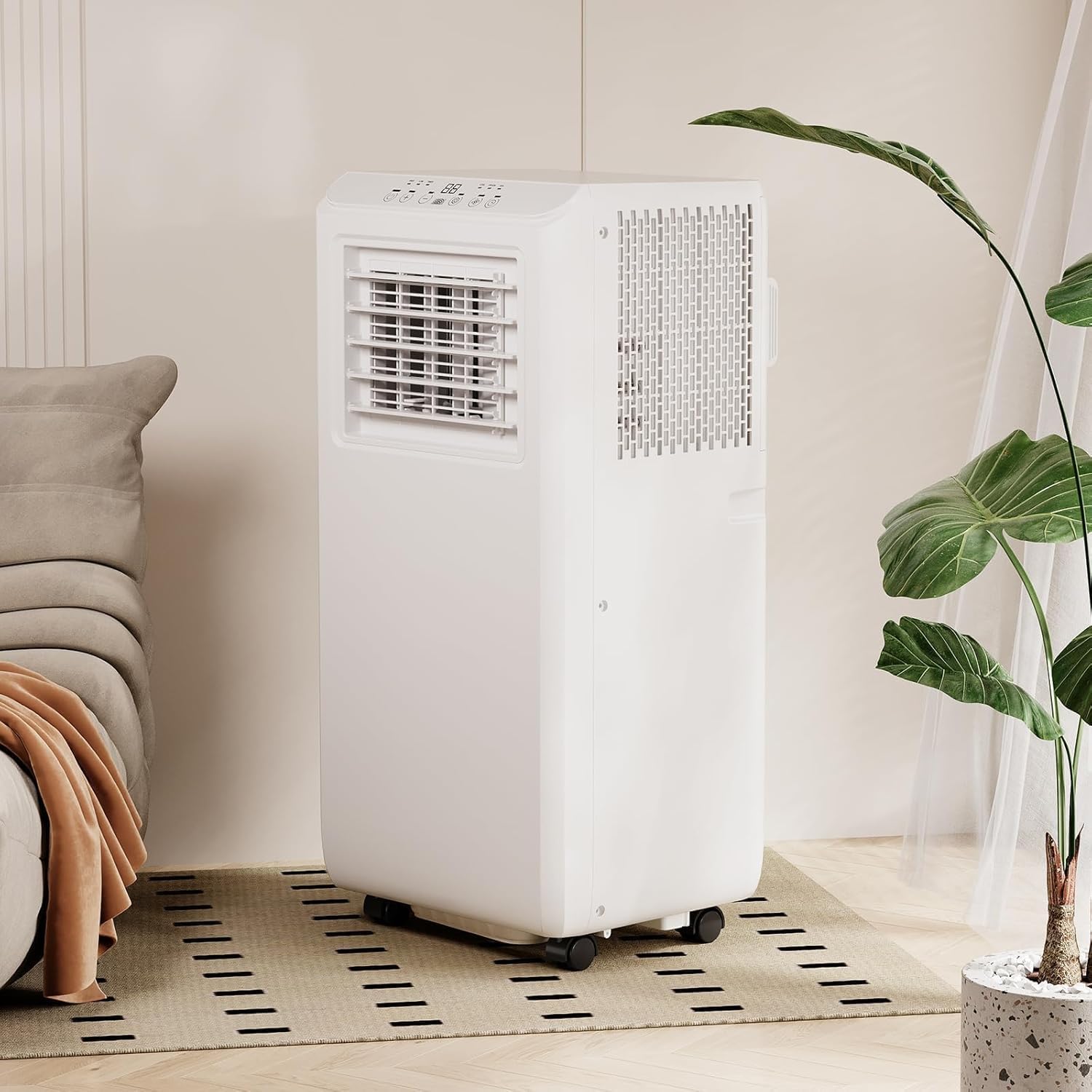 10000 BTU Portable Air Conditioner, 3-In-1 Smart AC Unit with Dehumidifier, Fan & Cooling, Cools Rooms Up to 450 Sq.Ft, Includes Remote Control, LED Display, Window Kit & Sleep Mode