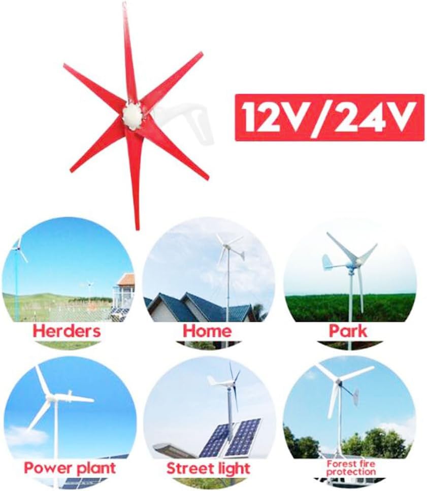 12v,BAOJUHUIKANG 12V/24V/48V 6 Blade Home Wind Turbine Generator Kit with Controller And 3-Phase Alternator, Small Windmill Generator for Home Park Boat,12000W-220V