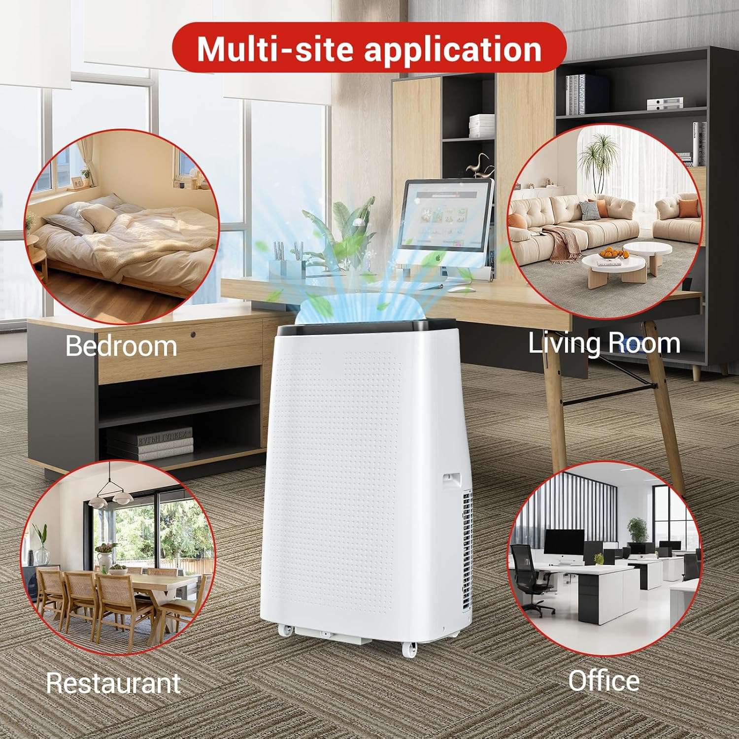 Portable Air Conditioners, 14,000 BTU for Rooms Up to 750 Sq.Ft, 4-In-1 AC With Dehumidify Mode, Remote Control, Low Noise, Dark Grey