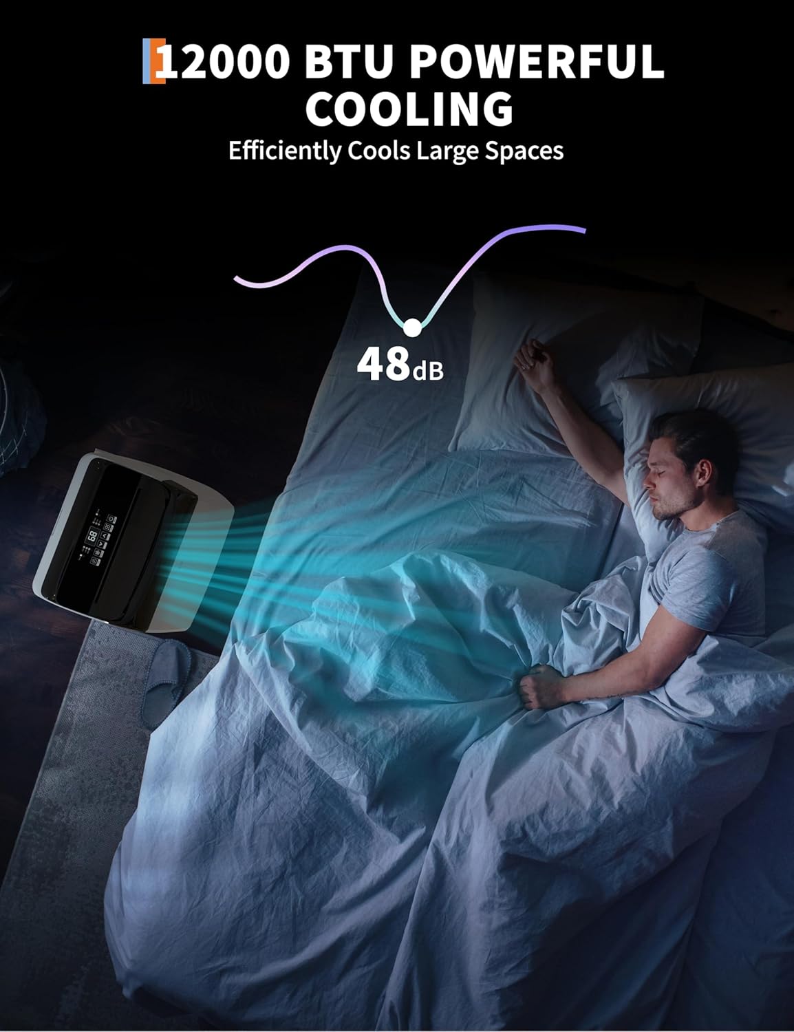 12,000 BTU Portable Air Conditioner - 3-in-1 Cools 550 Sq.Ft, Remote Control, LED Display for Home, Office & Dorm Rooms