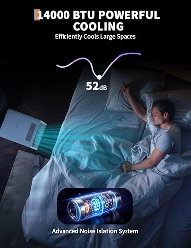 14,000 BTU Portable Air Conditioners Cools Up to 700 Sq.Ft, 4 in-1 Energy Efficient Portable AC Unit for Room with Remote Control, Cool, Fan, Dehumidifier, Installation Kits for Large Room, Office