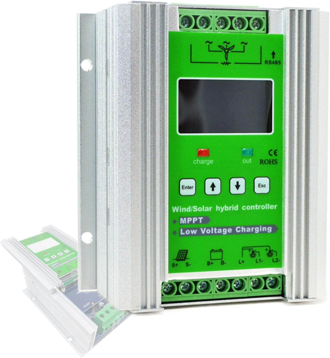 6000W Wind Solar Hybrid Charge Controller for Off-Grid Systems, Compatible with 800W Wind Turbines & 1000W Solar Panels, 24V MCT Charging Efficiency