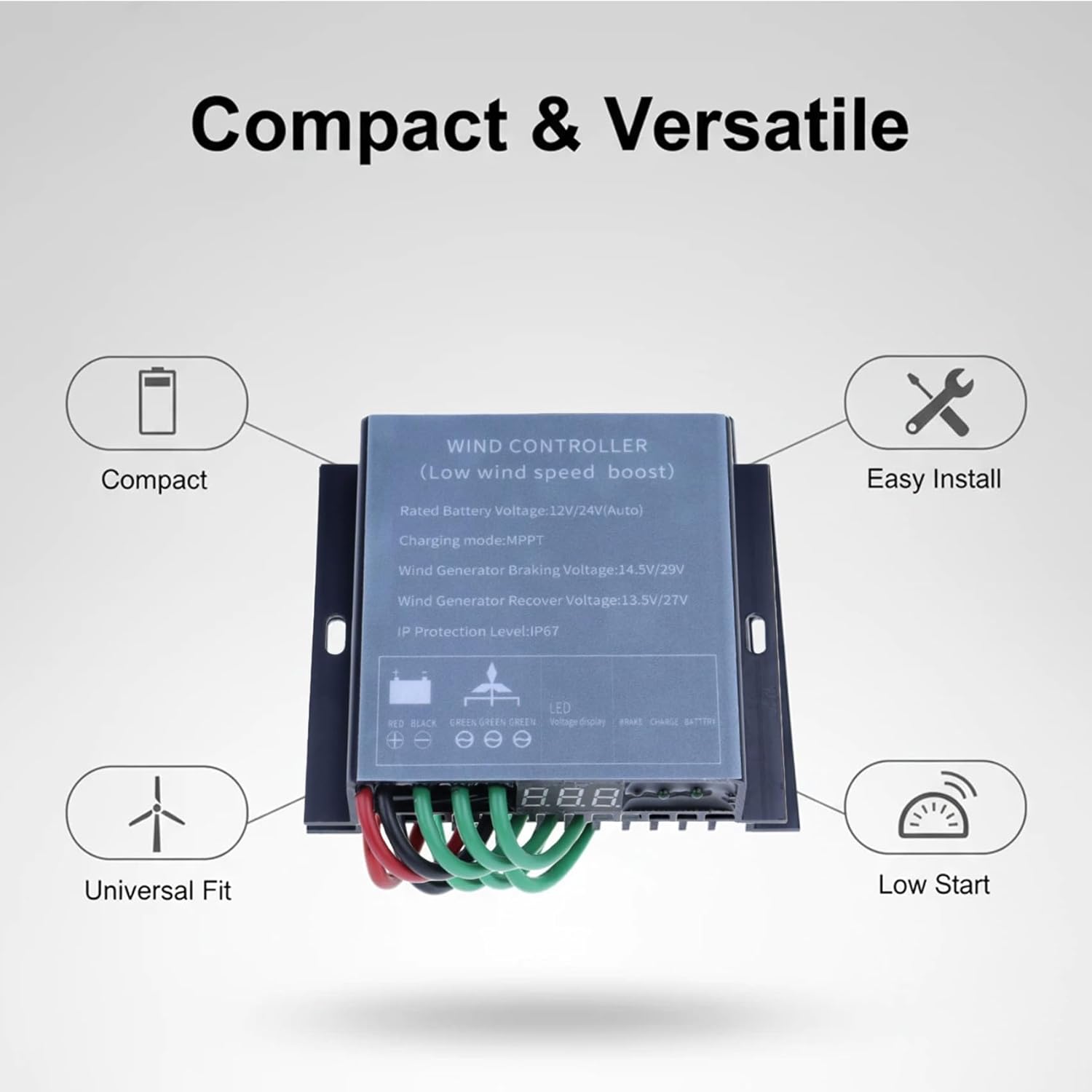 8000W Low Wind Speed Boost Wind Regulator,IP67 Waterproof 12V 24V 48V Auto 220V Wind Turbine Charge Controller