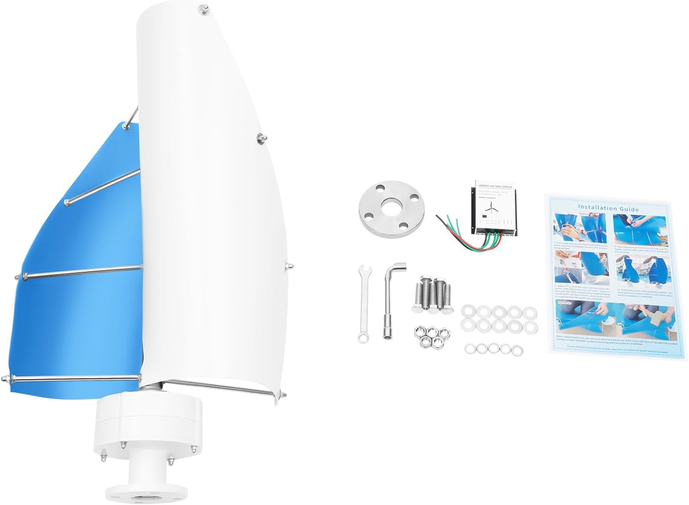 Wind Turbine, 100W 12V Vertical Wind Turbine Generator Kit, 2 Aluminum Alloy Blades, Electromagnetic Controller, Quiet Permanent Magnet Motor for Boats, Gazebos, Cabins, Home Energy