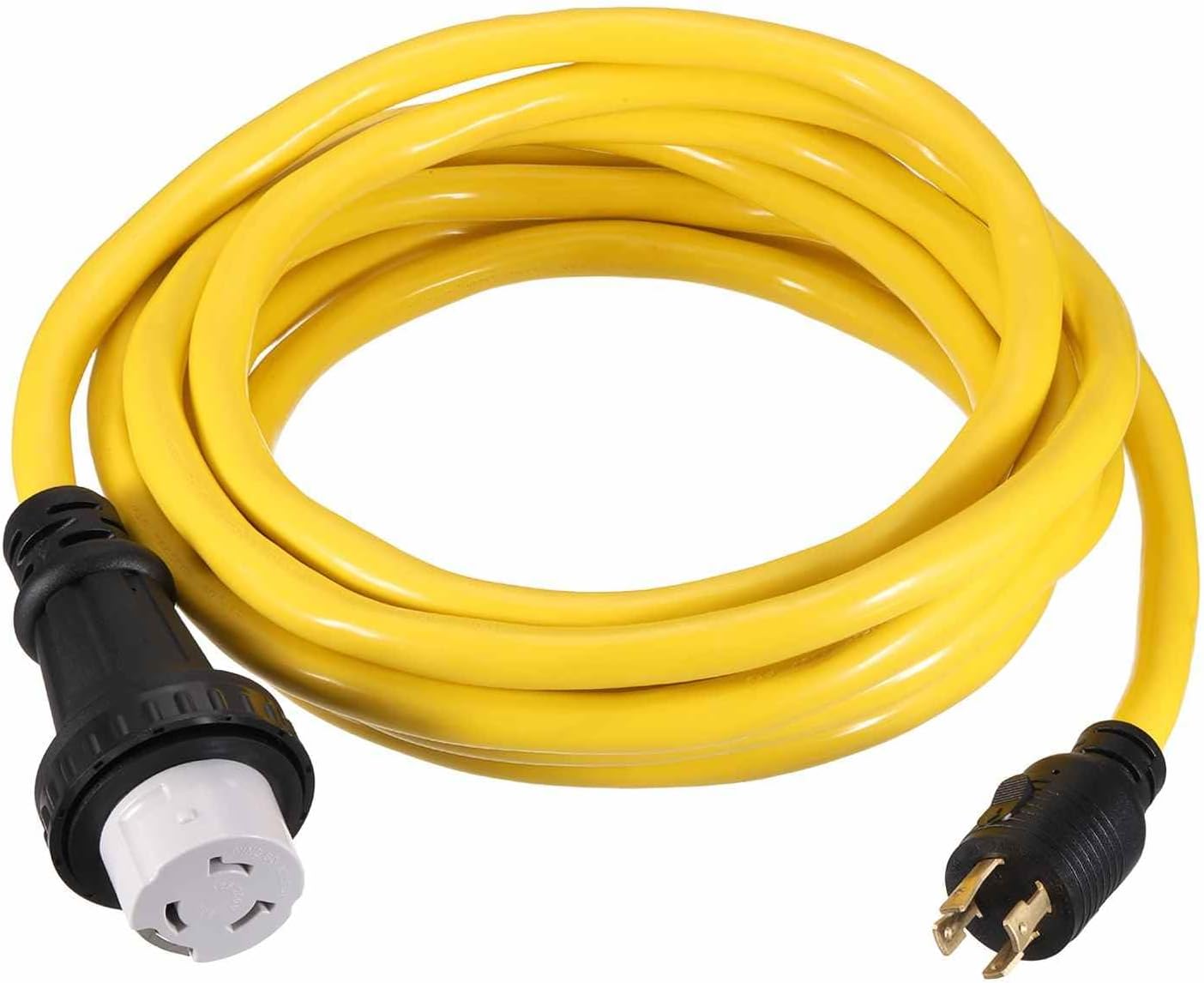 MECCANIXITY 25ft NEMA L14-30P to SS2-50R RV Marine Generator Transfer Switch Adapter Cord, 30A Generator Extension Cord L14-30P Male to 50A Marine Shore Power SS2-50R Female, 125V/250V