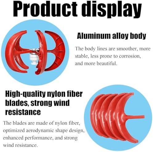 2000W Wind Turbine Generator Kit, 12V/24V Vertical Axis Wind Power System with Controller, Ideal for Home, Chalet, Motorhome - Eco-Friendly Renewable Energy Solution