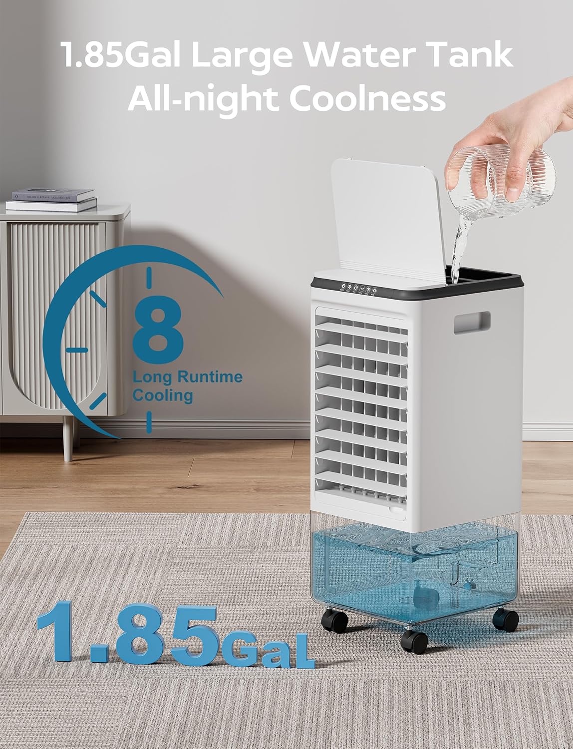 Windowless Portable Air Conditioner for Room, Evaporative Air Cooler w/7H Timer, 4 Modes & 3 Speeds, Swamp Cooler air conditioner with remote, Portable ac Unit no Window no Hose Needed, Pearl