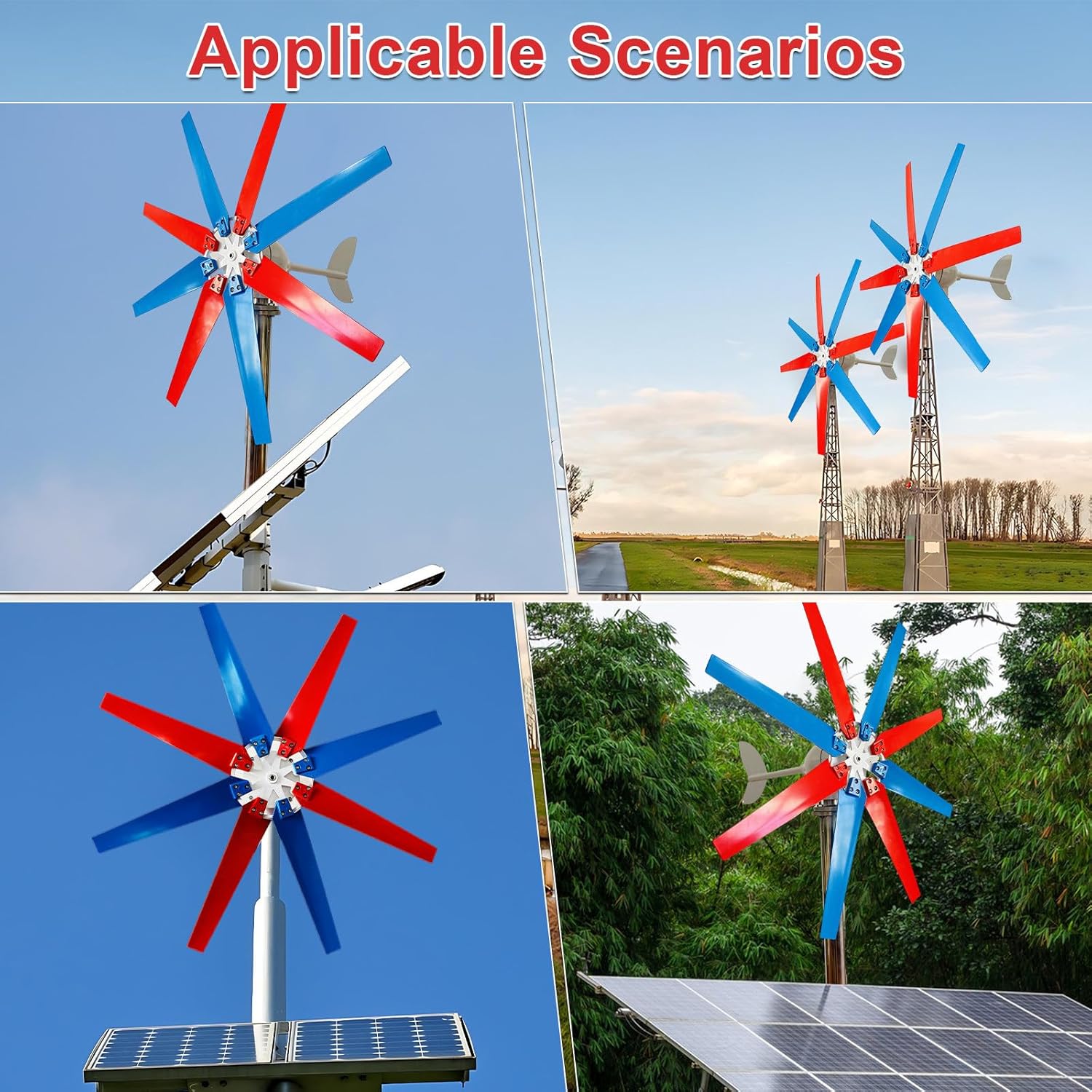 Professional Wind Turbines & Generator Kit, 200/300/400W 12/24/48V, 8-Blade, Vertical-Compatible, electromagnetic for Home, RV, Camping, and Off-Grid Applications 400W