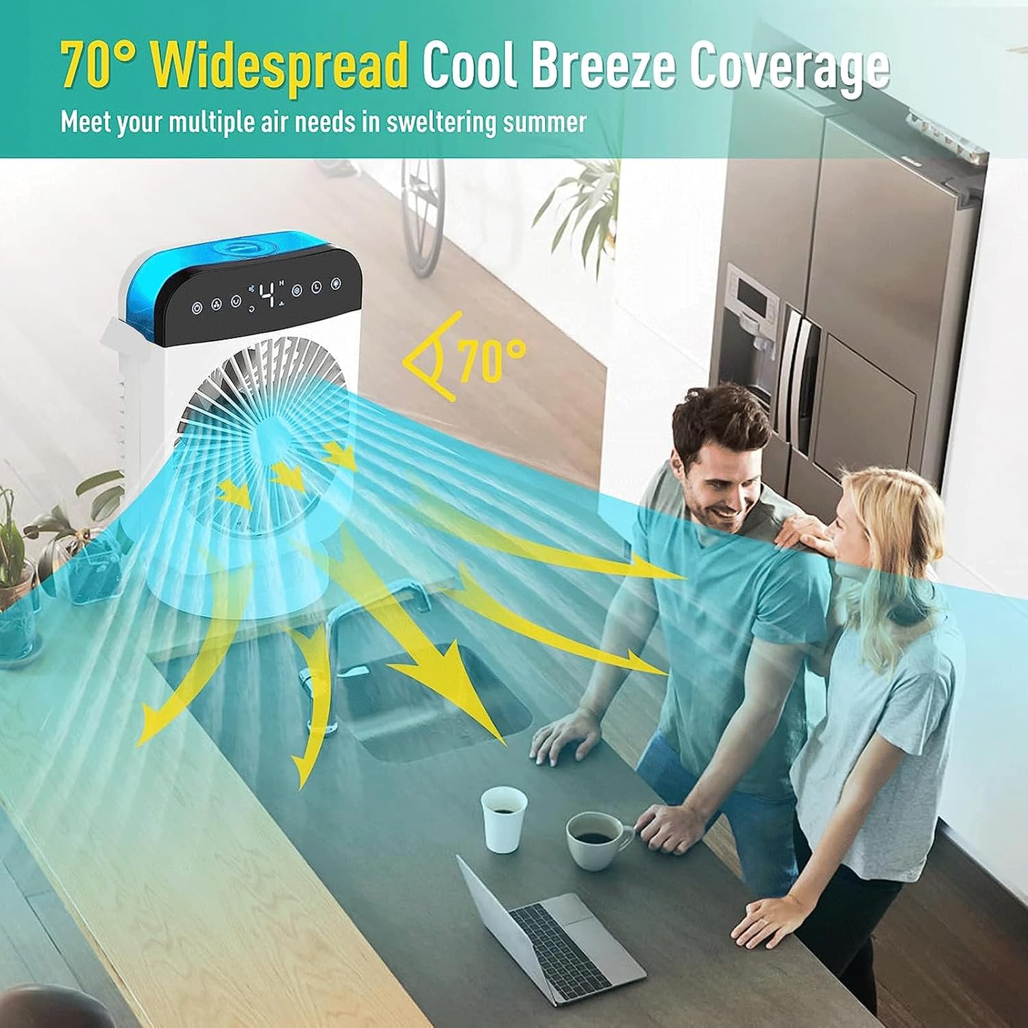 Portable Air Conditioner Fan,Small AC with Remote Control,4-in-1 Mini Air Cooling Fan,4 Wind Speeds Modes USB Desk Cooling Fan,Personal Air Conditioner Evaporative Air Cooler for Room/Office