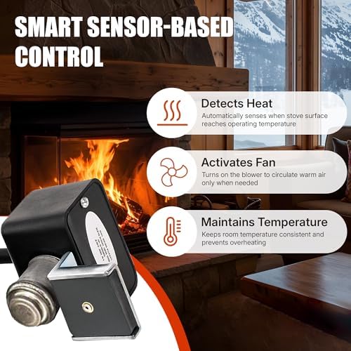 SS-1 Stovestat Wood Stove Thermostat | Magnetic Fireplace Fan Switch for Double Wall Stoves | Automatic Heat Sensor | Heating Appliance Thermostat | Blower Control for Gas Fireplace & Buck Stove