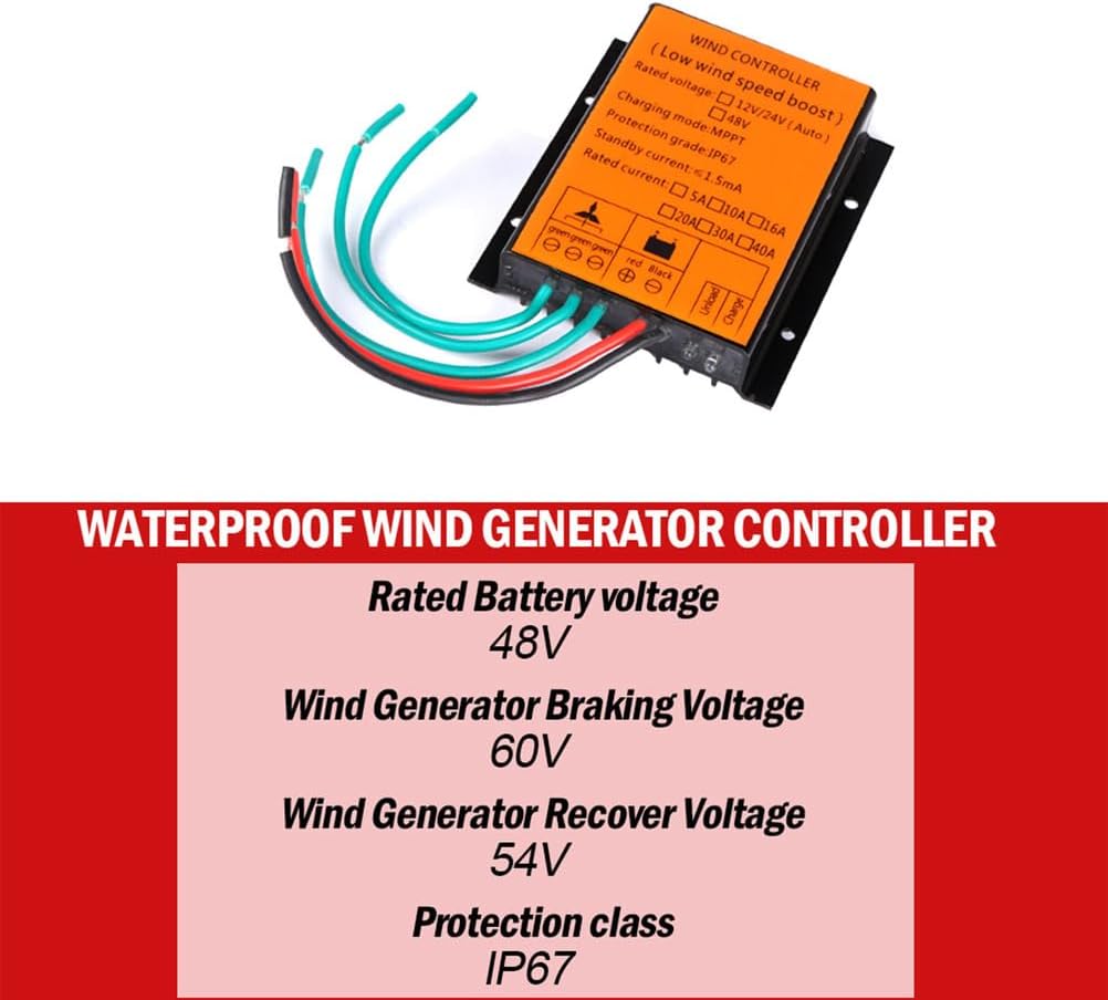 12V,MPPT 6000W-8000W Waterproof Wind Turbine Charge Controller,10A -40A Low Speed Controller Voltage 12V 24V AUTO 48V for System ( 220V)