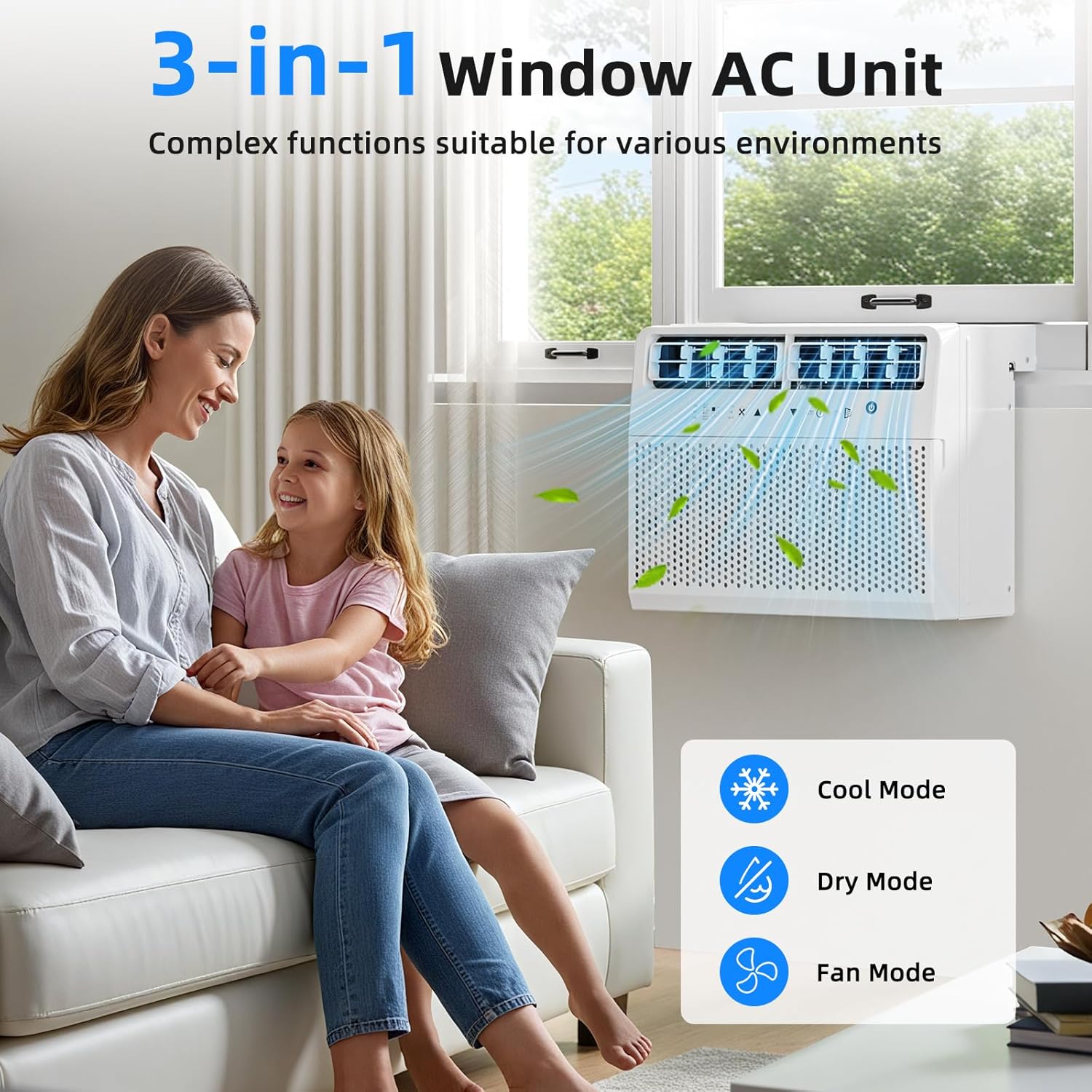 Antarctic Star 10,000 BTU U-Shaped Air Conditioner Window Unit Cools up to 450 Sq.ft, Ultra Quiet Window Air Conditioner with Full Window View, Energy Saving Window AC Units, Easy to install, White
