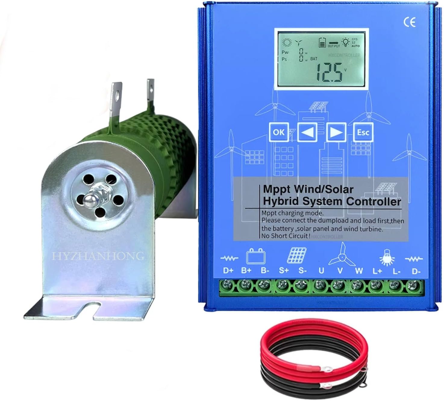 24v,HYZHANHONG 5000W MPPT Solar Charge Controller12V 24V 48V Auto Regulator Wind Solar Hybrid Charge Controller with Dump Load for Wind Turbine & Solar Panel